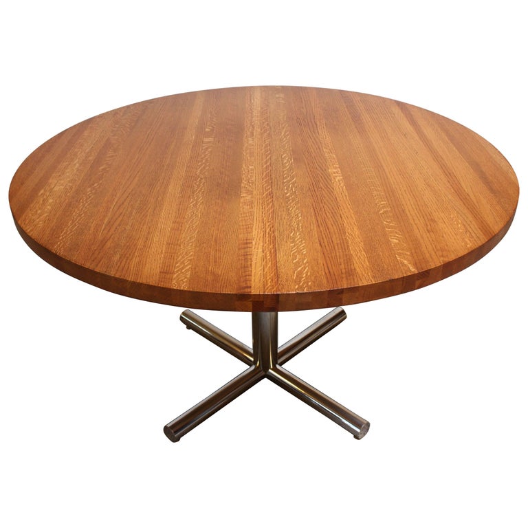 Butcher Block Dining Table With Chrome, Butcher Block Round Kitchen Table