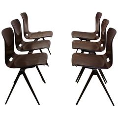 Wenge Stackable Pagholz Galvanitas S22 Industrial Diner Chairs, 1960s