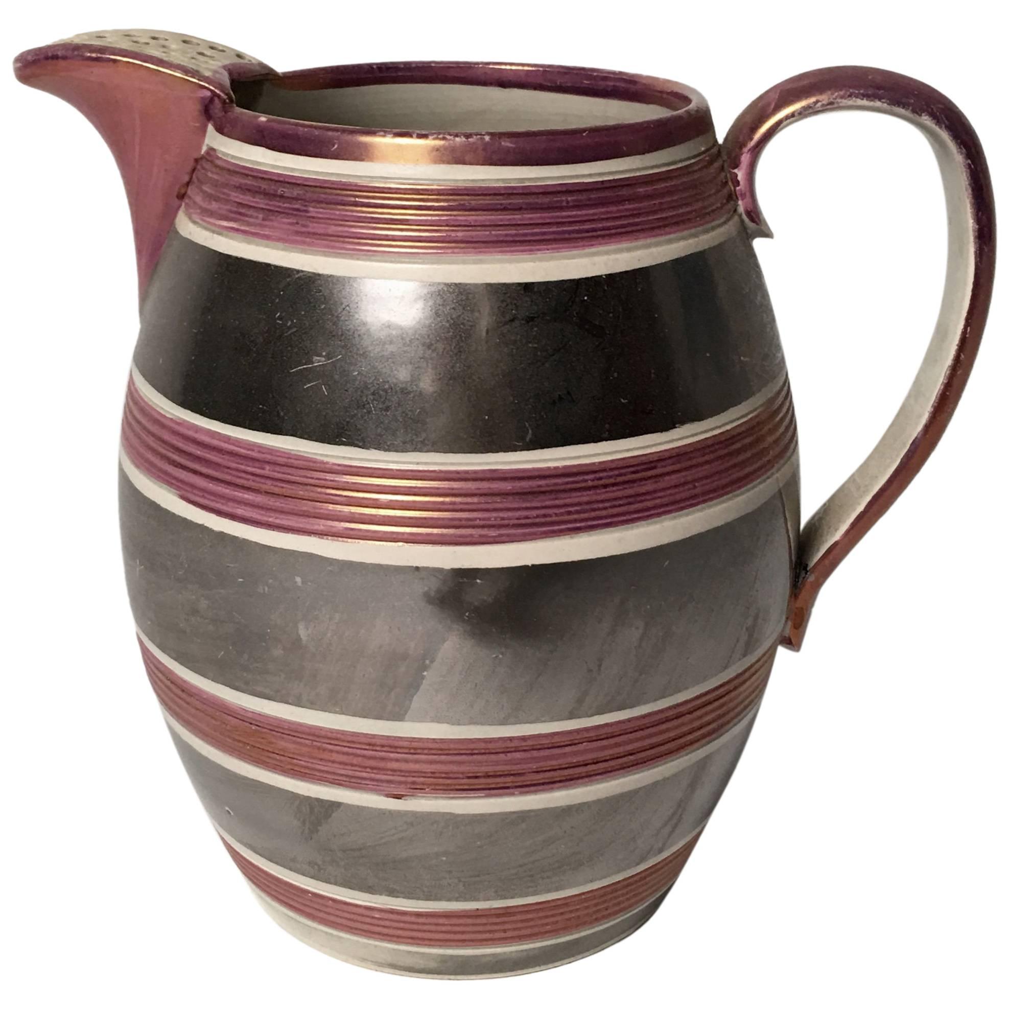 Striking Staffordshire Silver and Pink Lustrerware Pitcher