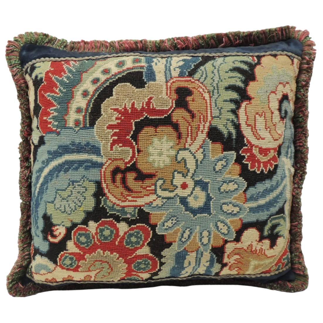 18th Century French Needlework Tapestry Decorative Pillow