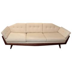 Nice Angled Adrian Pearsall Walnut Trimmed Sofa