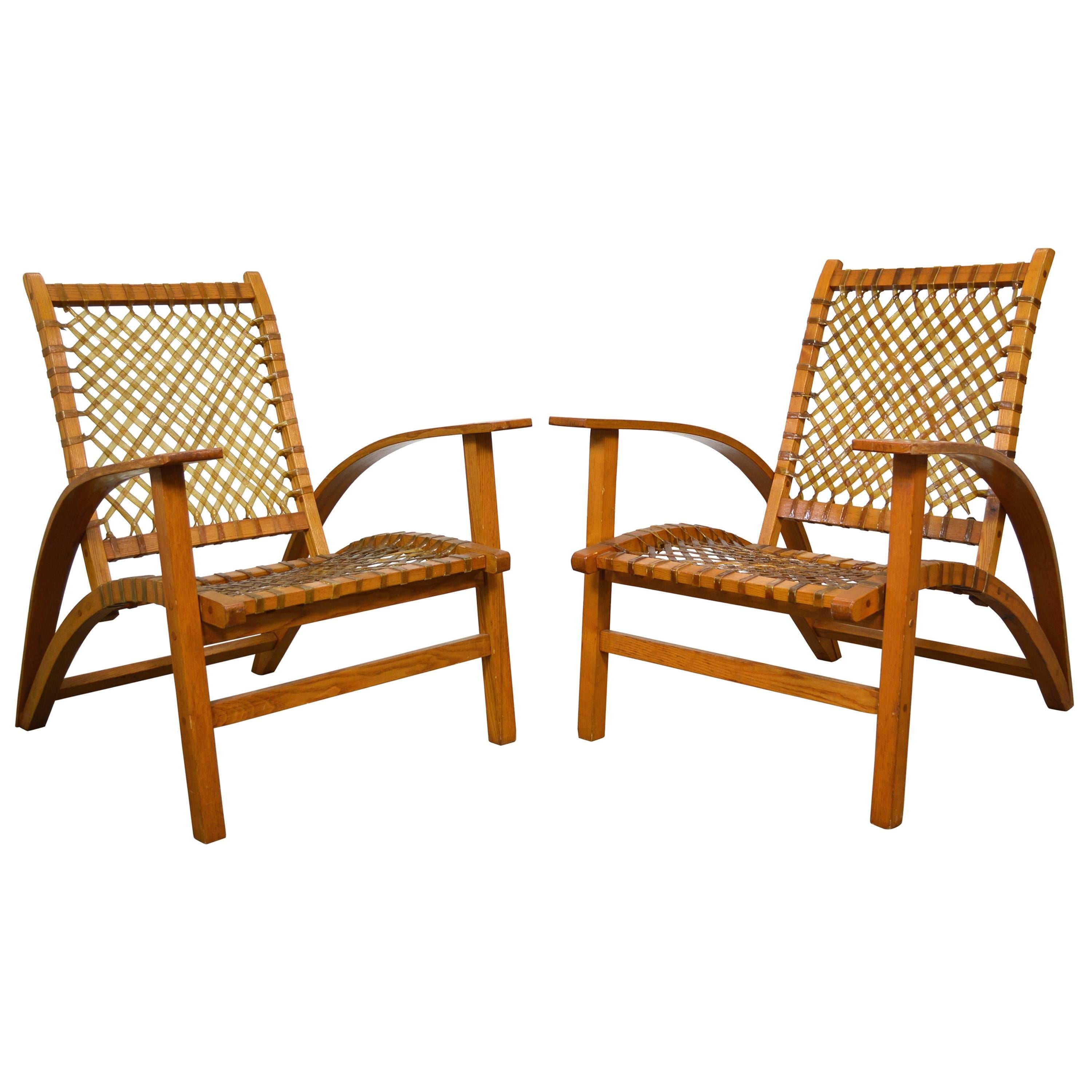 Carl Koch Pair of "Sno-Shu" Chairs and Ottoman For Sale