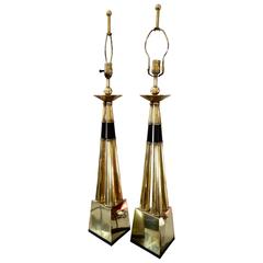 Pair of Nicely Designed 1986 Chapman Brass Lamps