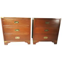 Classic Pair of Mahogany and Brass Campaign Stands/Chest