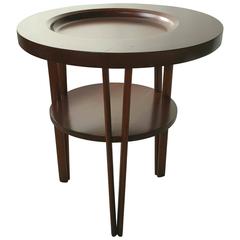 Mid-Century Modern Two-Tier Table with Unusual Concave Asymmetrical Top