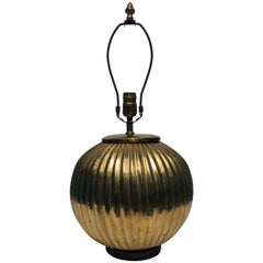 1970s Pleated Round Brass Table or Desk Lamp