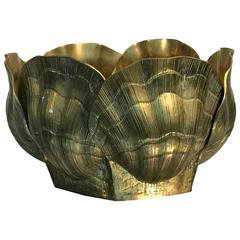 Stunning Sculptural Patinated Brass Shell Planter or Jardiniere