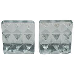 Pair of Glass Pyramid Bookends 12
