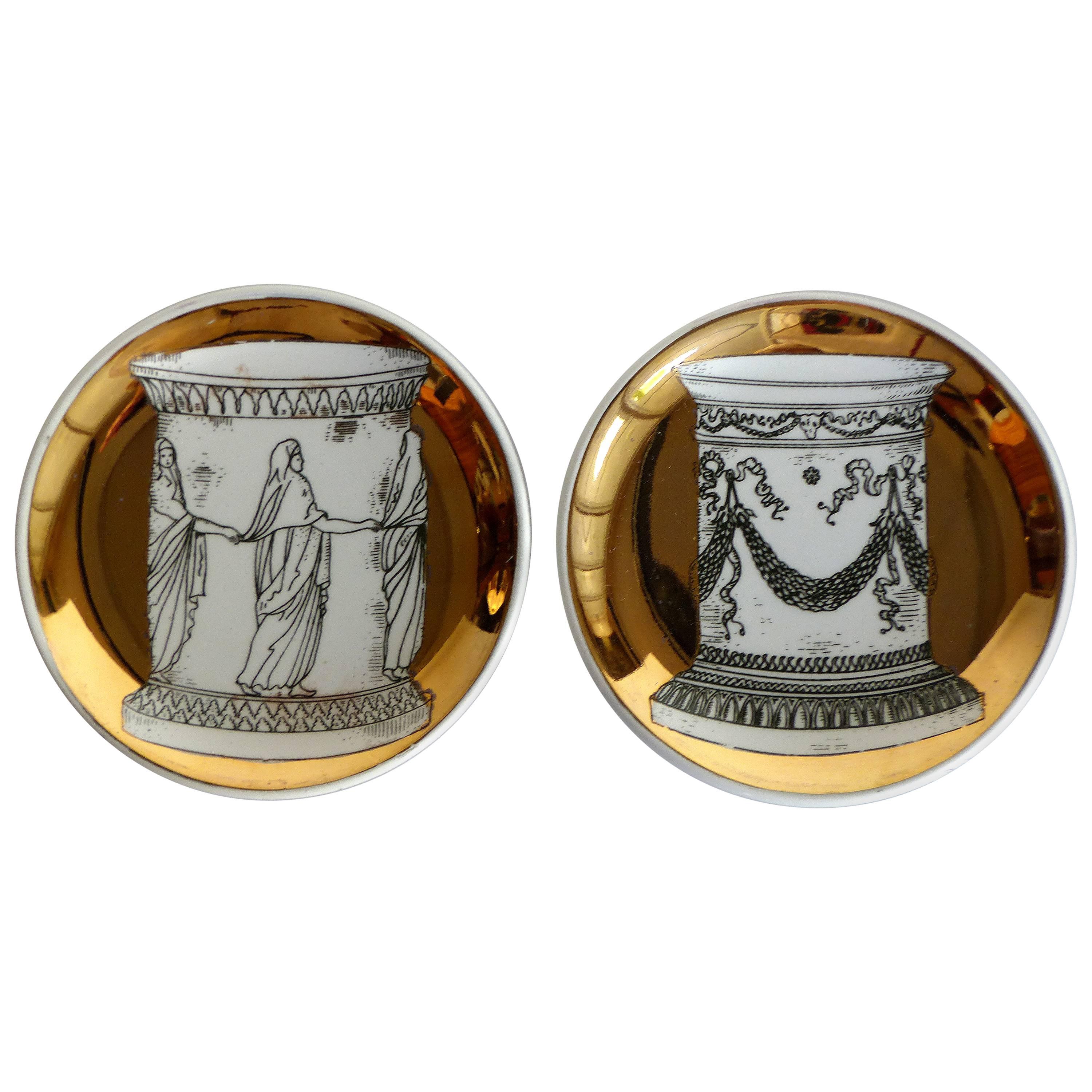 Mid-Century Bucciarelli Milan Porcelain Coasters, Set of Two