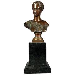Antique Bronze Bust of Grand Tour Greek Classical Figure, Late 19th Century