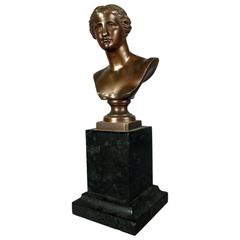 French Bronze Bust of Greek Grand Tour Classical Figure, Late 19th Century