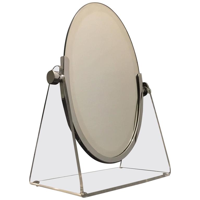Acrylic and Chrome Vanity Mirror by Charles Hollis Jones For Sale at