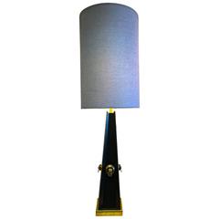 Hollywood Regency Monumental Table Lamp with Brass Details