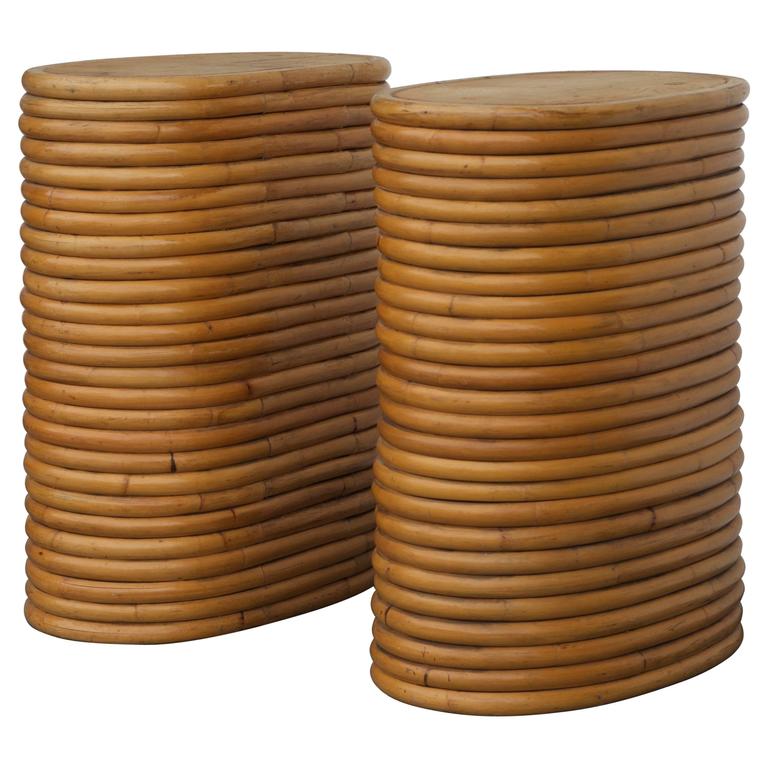 Pair of Sturdy Bamboo Dining Table Bases in the style of Gabriella