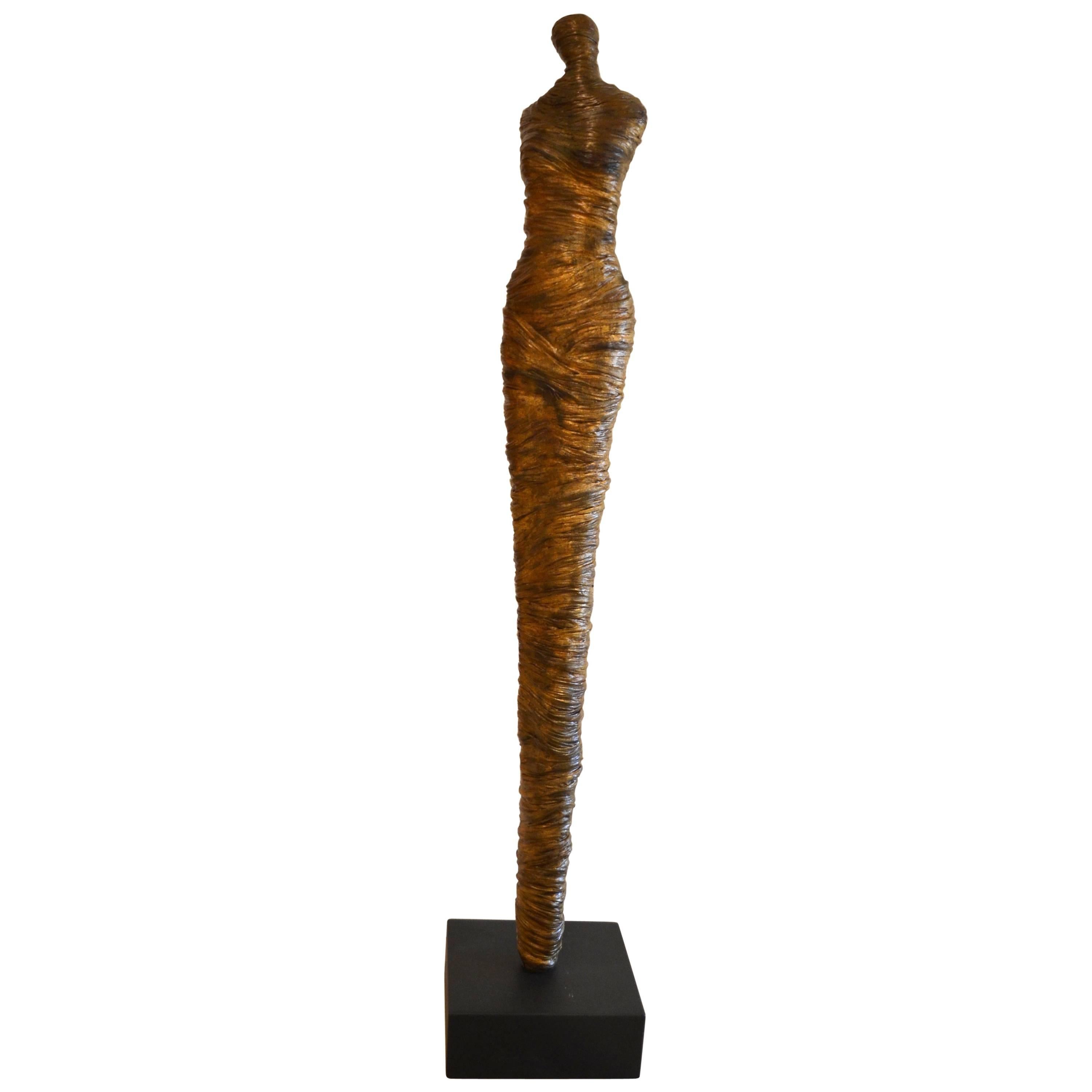 One of a Kind  Auric Rapt Figurative Sculpture by Artist Birgit Piskor For Sale