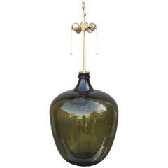 Vintage Elegant Olive-Colored Glass Jug Lamp