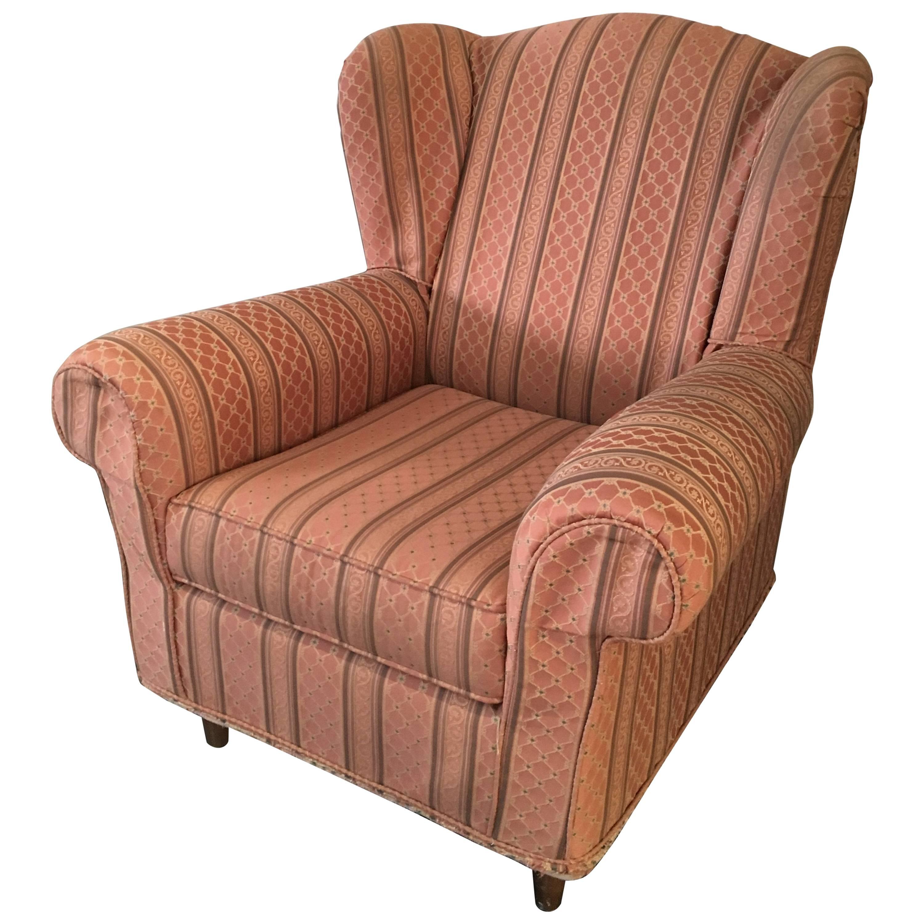 Italian Pink Mid Century Modern Armchair 