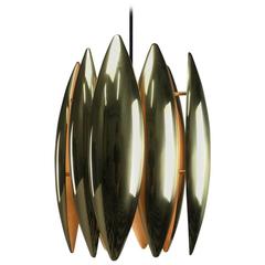 1969 Brass Ceiling Pendant Kastor by Jo Hammerborg 7