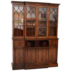 Antique Mahogany Secretaire Breakfront Bookcase