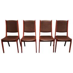 Four Danish Teak and Leather Dining Chairs Kai Kristiansen 12