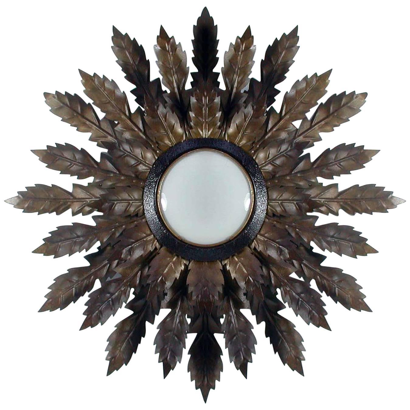 Mid-Century Spanish Sunburst Sconce, 1950s For Sale