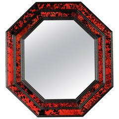 Dutch Red Tortoiseshell Octagonal Mirror, 17th Century Style 1