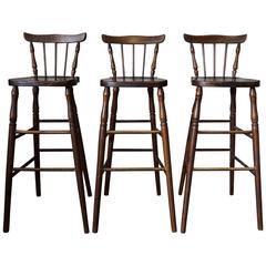 Belgium Oak Bar Stools, 1930s