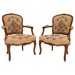 Pair of Antique French Salon Armchairs