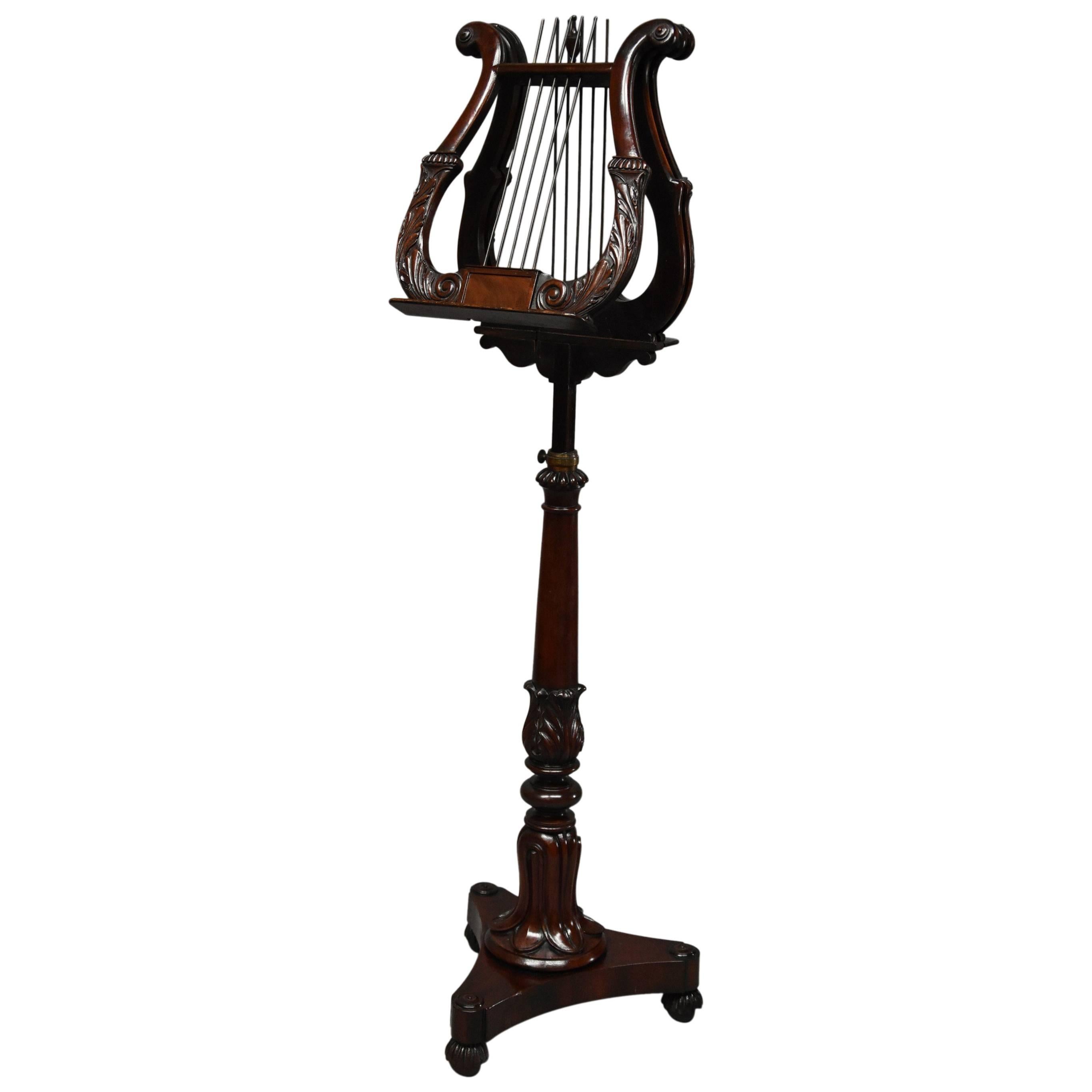 19th Century Regency Mahogany Lyre Duet Music Stand of Excellent Quality