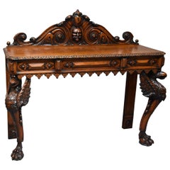 Antique Wonderful Quality and Superbly Carved Mid-19th Century Oak Hall Table