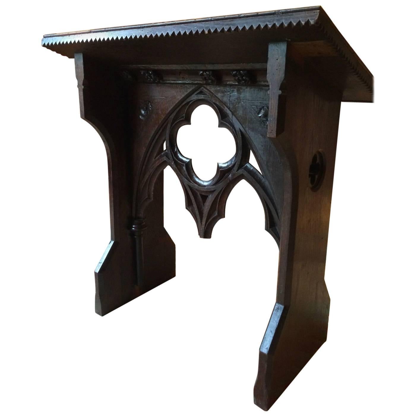 Antique Solid Oak Bible Stand Lectern Gothic Victorian 19th Century Number 4