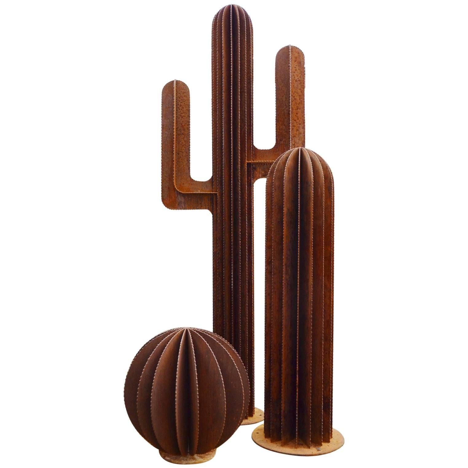 Huge Rusty Steel Cactus Designed by French Designer FD63 For Sale