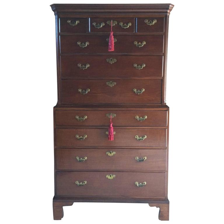 Antique Chest on Chest Tallboy Dresser Mahogany 18th Century