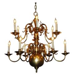 Antique 20th Century Brass Chandelier