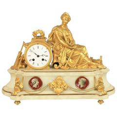 French 19th Century Alabaster Mantle Clock 11