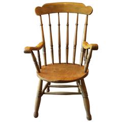 Antique Windsor Chair Pine Armchair, 19th Century Victorian