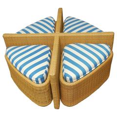 Modern Wicker Sushi Table with Ottomans 12