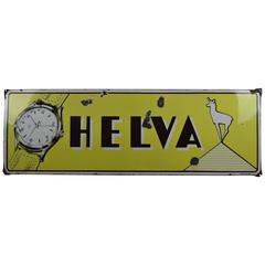 Vintage Enamel Sign Helva Watches Switzerland 3