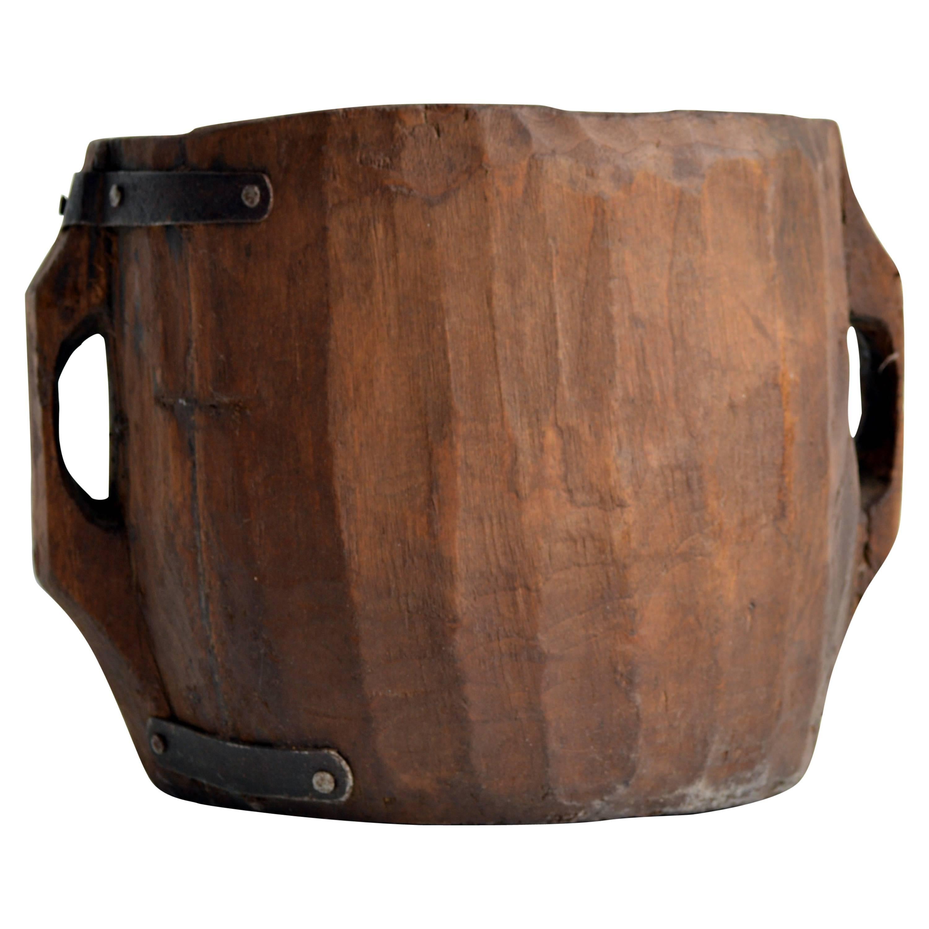 Carved Wood Vessel with Handles
