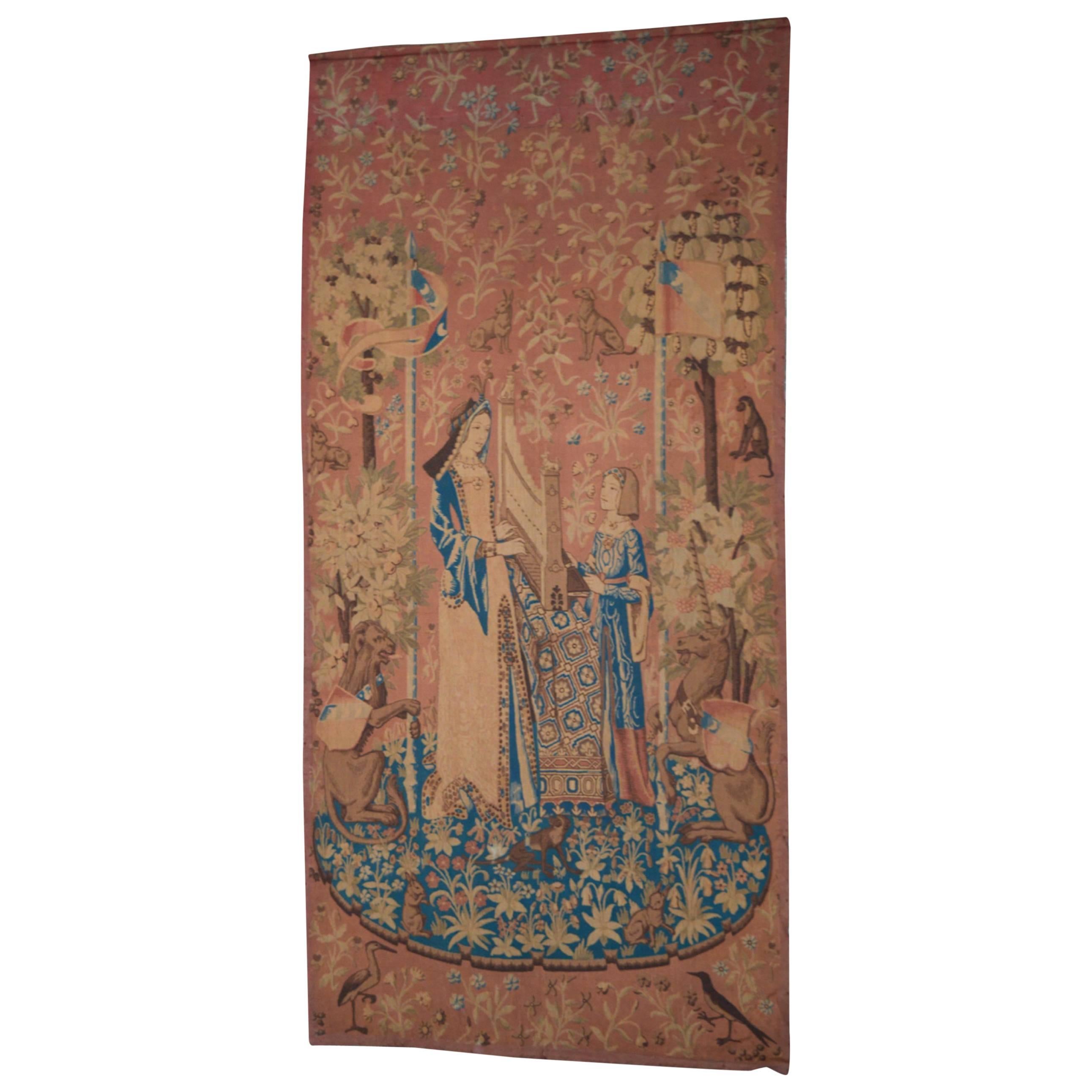 Large Medieval Style Belgian Wall Hanging Tapestry "The Lady and the Unicorn"