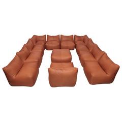 12 Pieces of Sectional Bambole Sofa, Mario Bellini for B&B Italia in Tan Leather