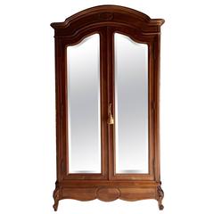 Antique Early 20th Century Walnut French Armoire Wardrobe