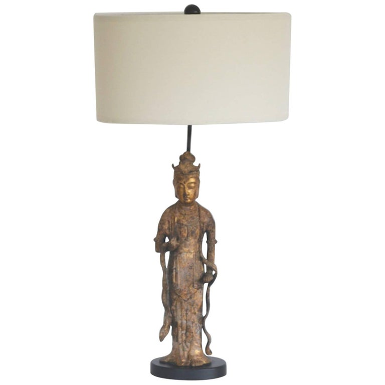 Hollywood Regency Gilt Metal Figural Form Table Lamp at 1stDibs