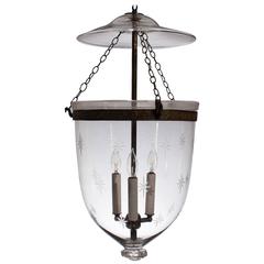 Large Bell Jar Lantern with "Star" Etching