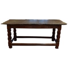 Antique French 17th Century Carved Walnut Table with Slate Top