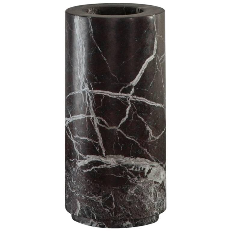Cylindrical Shaped Vase in dark bordeaux marble from Michaël Verheyden For Sale