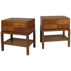 Pair of 1950s Two-Drawer Walnut Nightstands 4