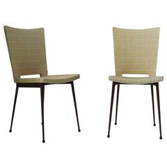Set of Four Faux-Rush Dining Chairs Attributed to Colette Gueden, France, 1950s