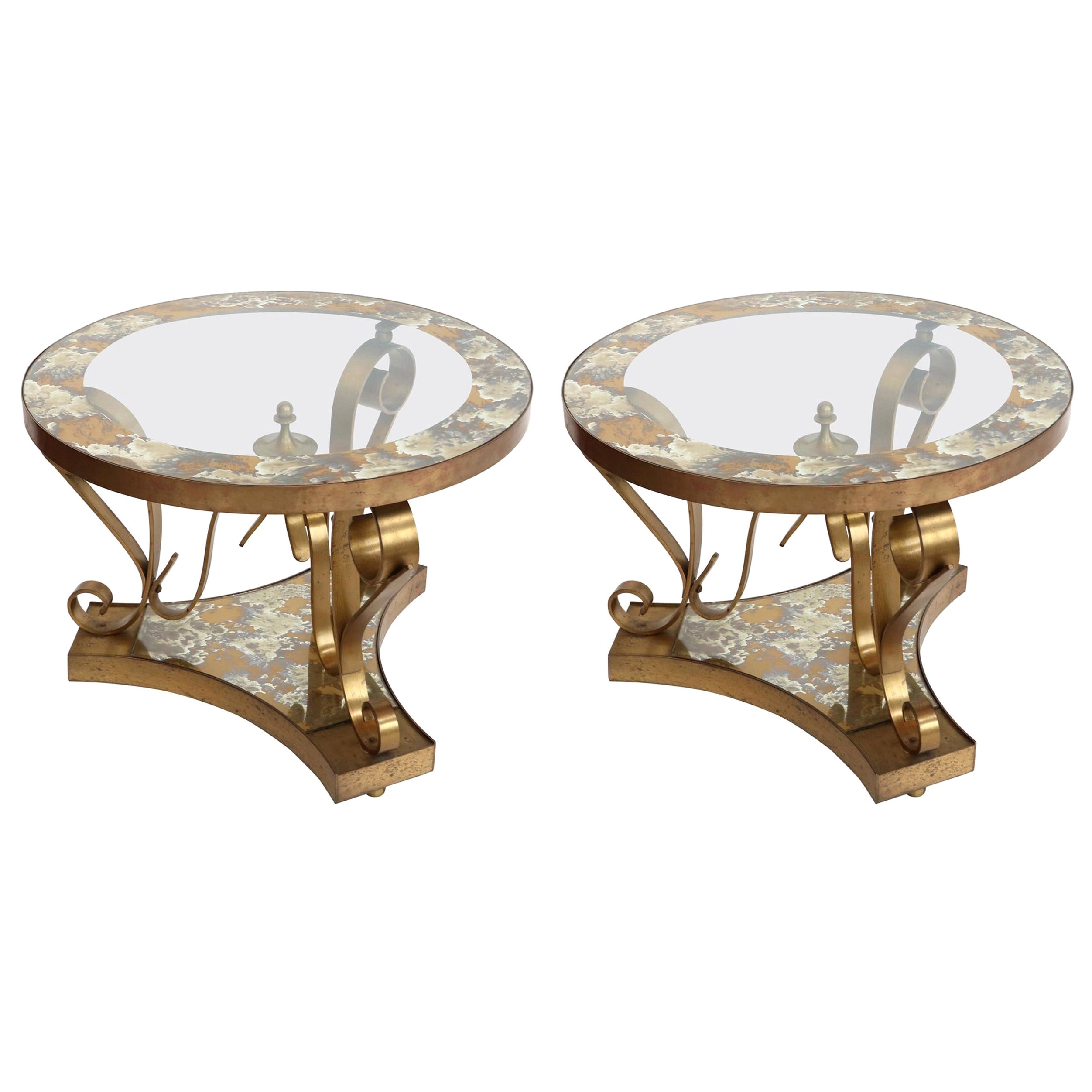 Pair of 1950s Brass Side Tables by Arturo Pani with Glass Top