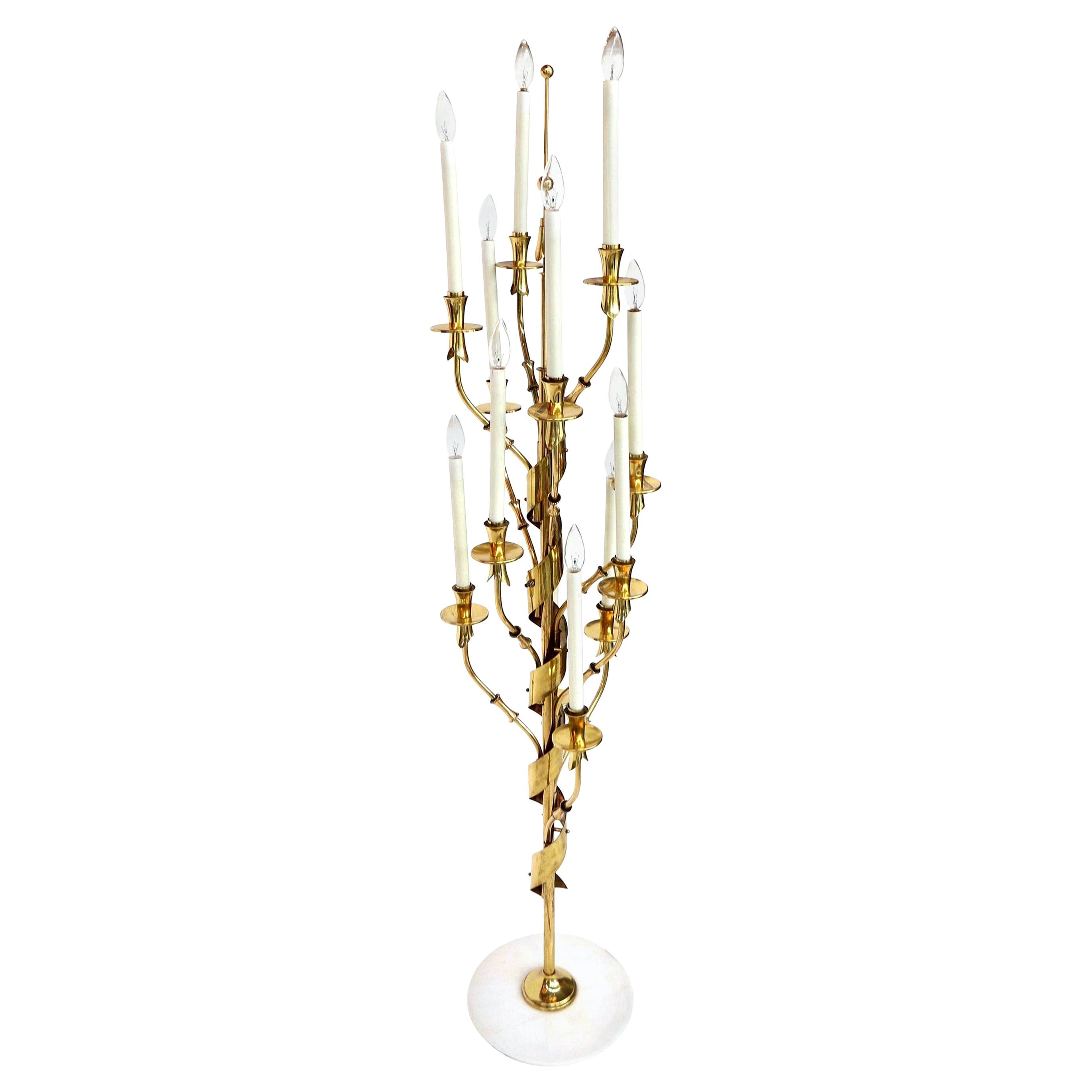 Large Brass Arc Floor Lamp with Marble Base at 1stDibs